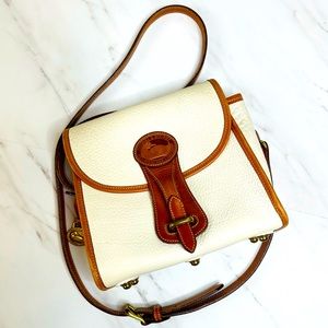 Vintage Dooney and Bourke Small Essex White Leather Crossbody Brown Purse Bag